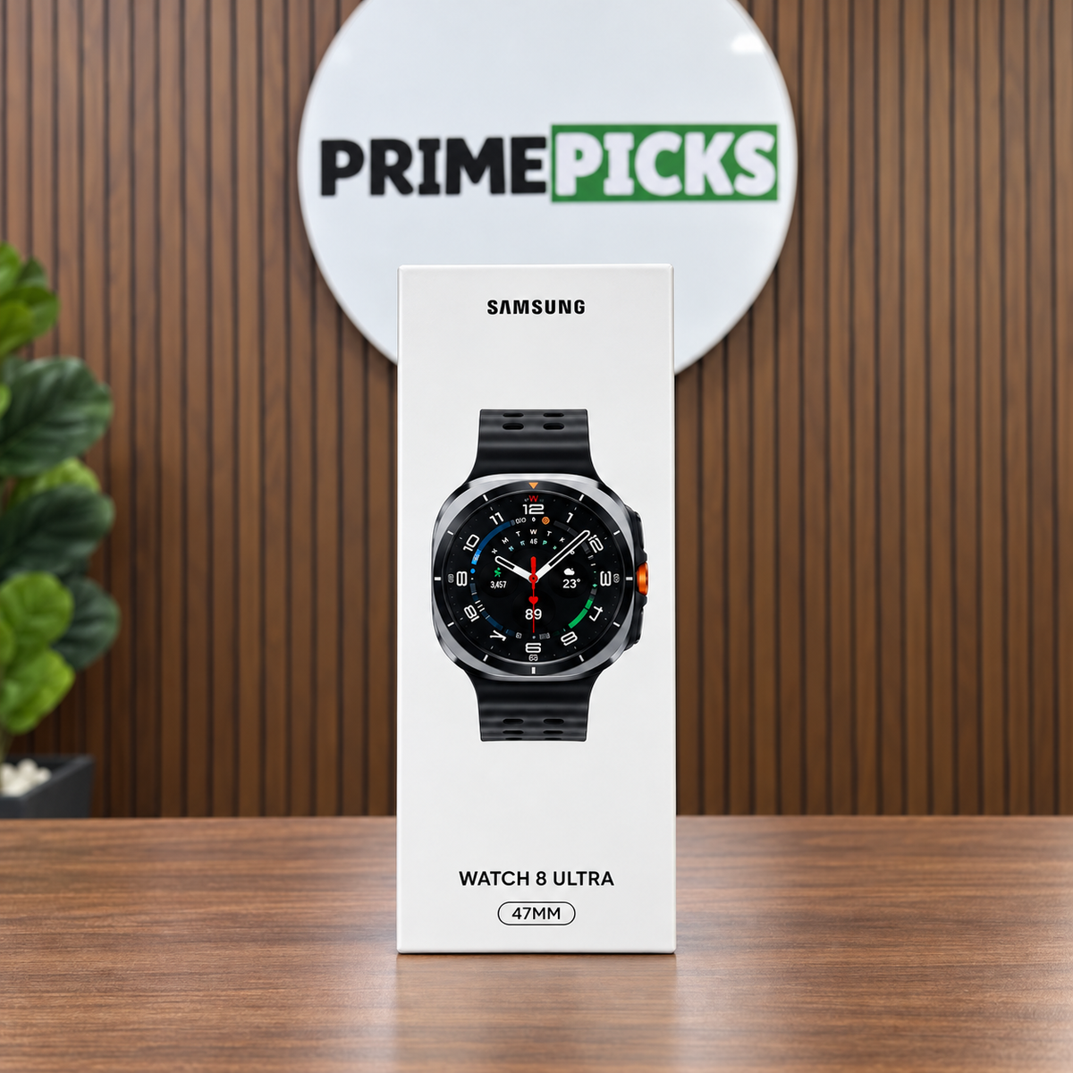 Samsung Watch 8 Ultra 47mm retail box in the PrimePicks office