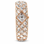 Swarovski Curiosa crystal bangle watch in Rose Gold Tone on white background
