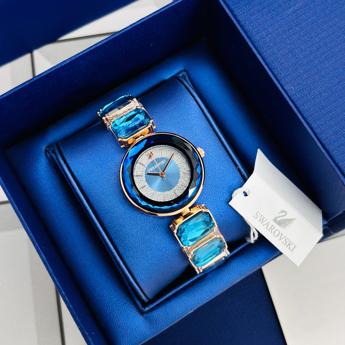 Swarovski Matrix Bangle 5679887 Blue colour in presentation box