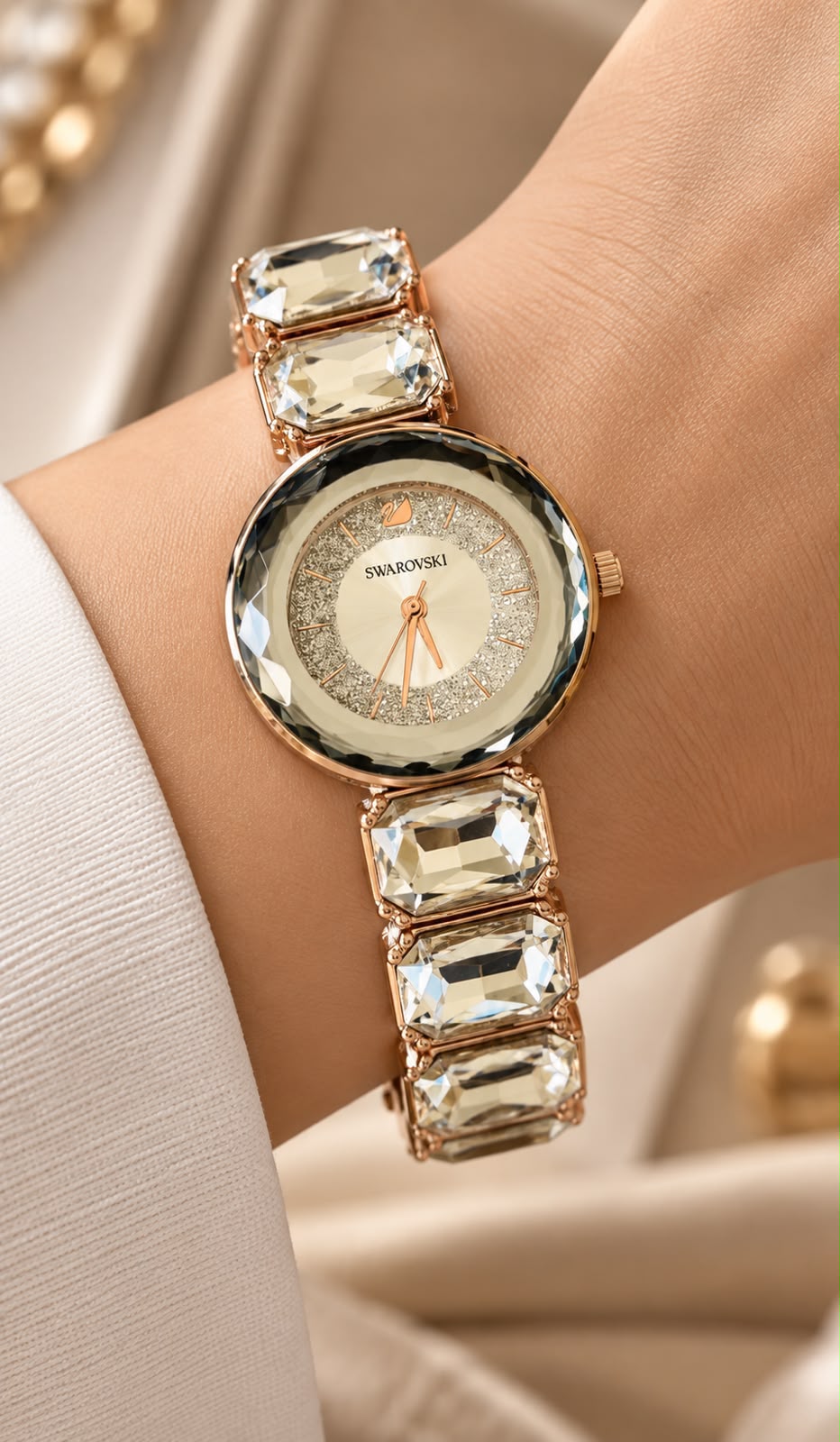 Swarovski Matrix Bangle 5679887 White colour wrist view