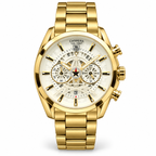 TAG Heuer Carrera tower watch in gold tone with white dial on white background
