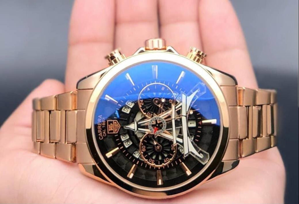 TAG Heuer Carrera tower watch — rose gold black