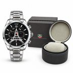 TAG Heuer Carrera tower watch — silver black watch og box