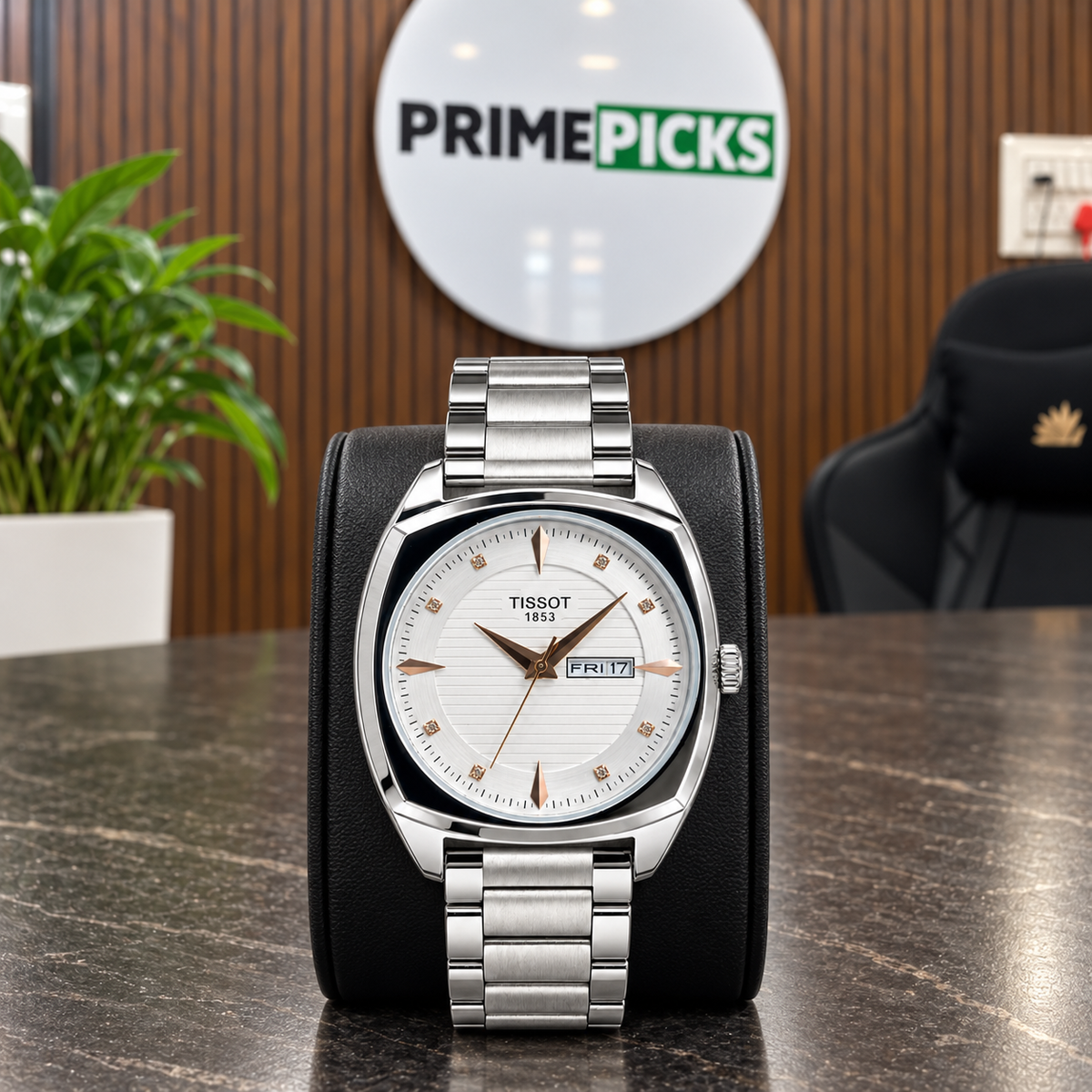 Tissot Gentleman silver dial watch in the PrimePicks office