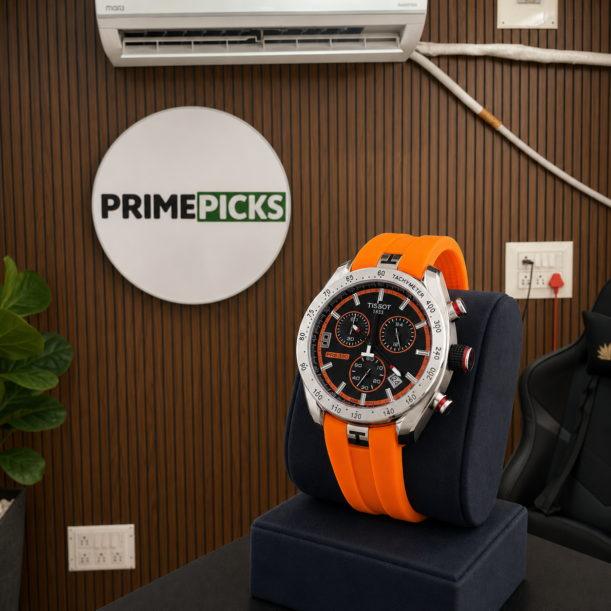 Tissot PRS 330 Tony Parker watch beside the complete PRIMEPICKS logo board