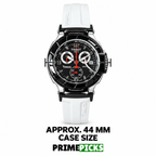 Tissot T-Race watch with visible TISSOT side piece and approximate 44 mm case-size guide
