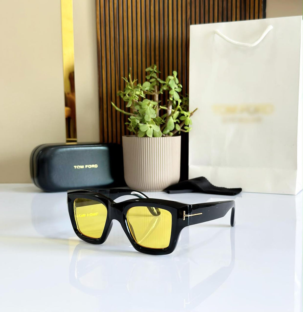 Tom Ford - Bold Square Yellow Lens - Sunglasses with supplied box