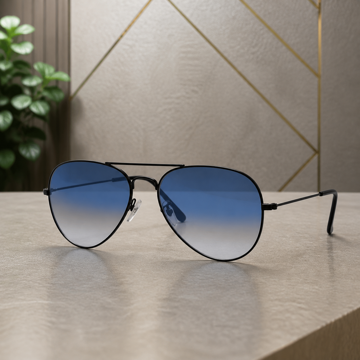 Ray-Ban unisex metal aviator sunglasses Black / Dark Blue - front hero view