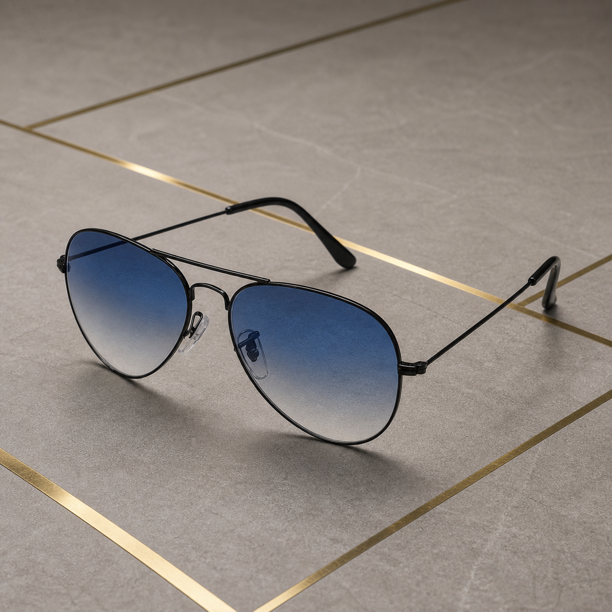 Ray-Ban unisex metal aviator sunglasses Black / Dark Blue - alternate angle