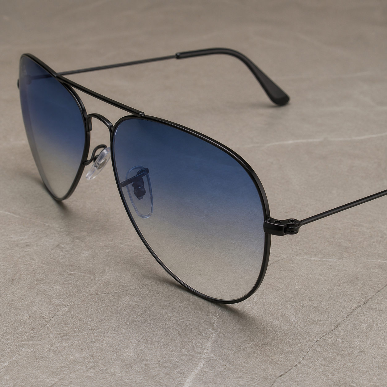 Ray-Ban unisex metal aviator sunglasses Black / Dark Blue - temple and hinge detail