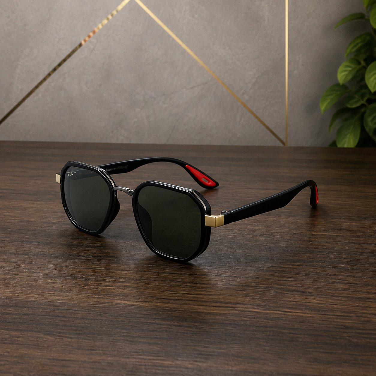 Ray-Ban unisex sport square sunglasses in black and dark green, additional view