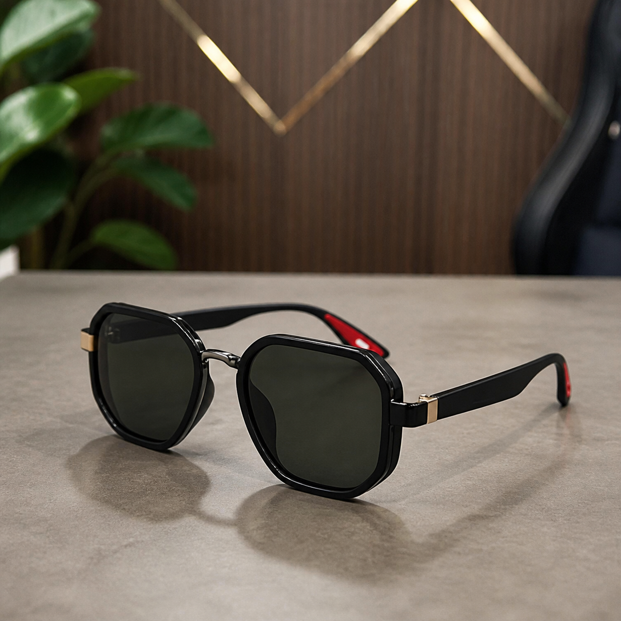 Ray-Ban unisex sport square sunglasses in black and dark green, PrimePicks office lifestyle