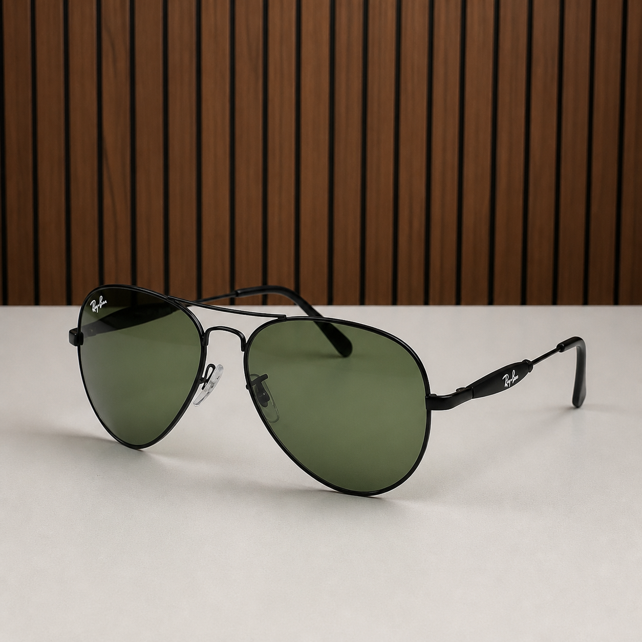 Ray-Ban 3517 Black / Green aviator sunglasses - alternate angle