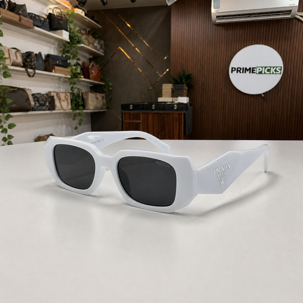 Prada White and Dark Smoke sunglasses - front hero