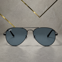 Ray-Ban 3517 Black / Blue-Grey aviator sunglasses - front hero view