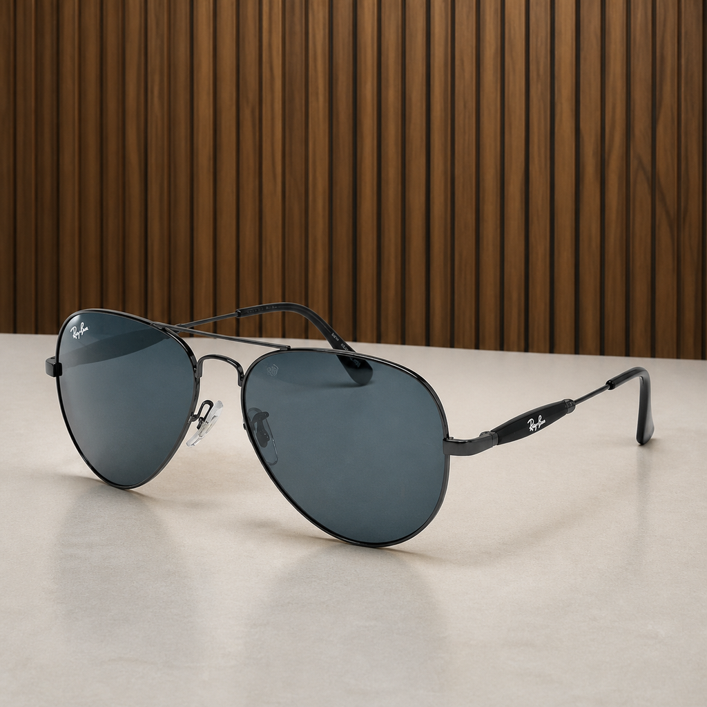 Ray-Ban 3517 Black / Blue-Grey aviator sunglasses - alternate angle