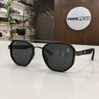 Ray-Ban Ferrari gloss black gunmetal and dark smoke square aviator sunglasses - front hero view