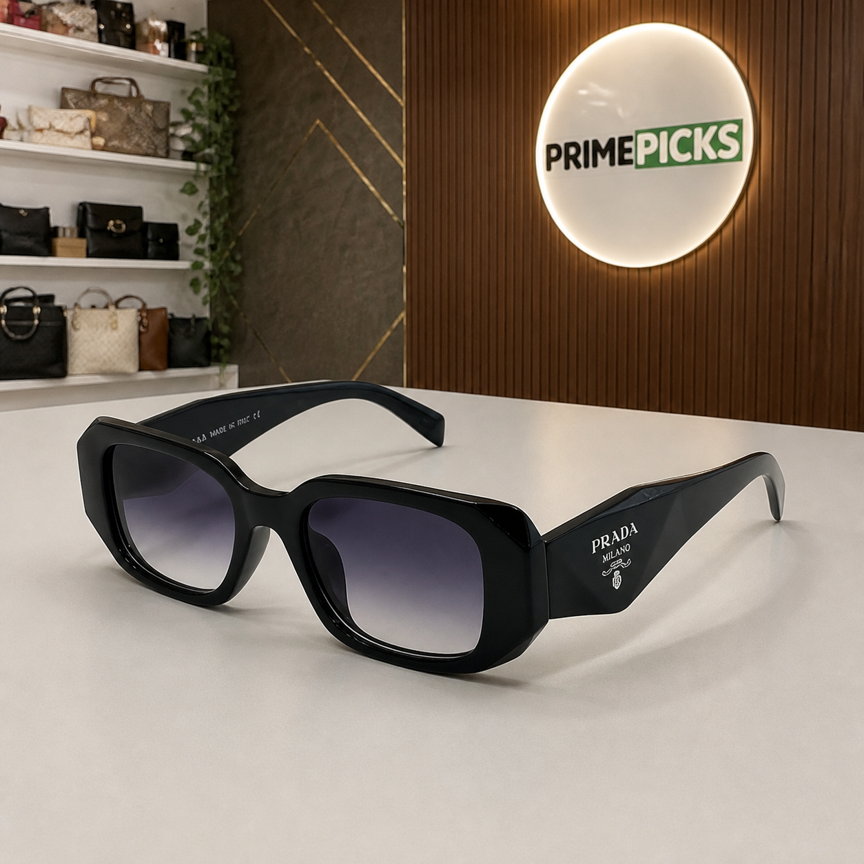 Prada Gloss Black and Smoke Gradient sunglasses - front hero