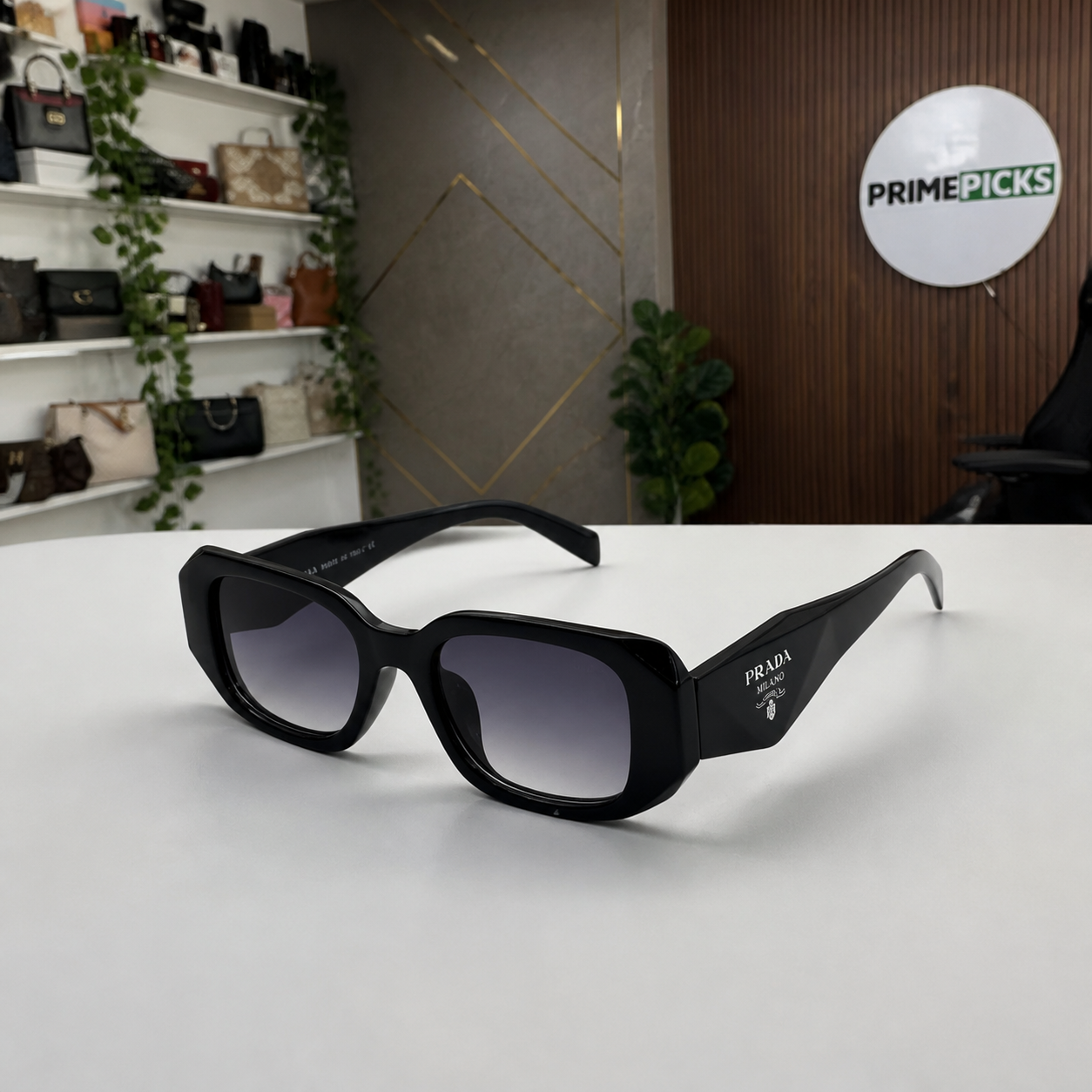 Prada Gloss Black and Smoke Gradient sunglasses - alternate angle