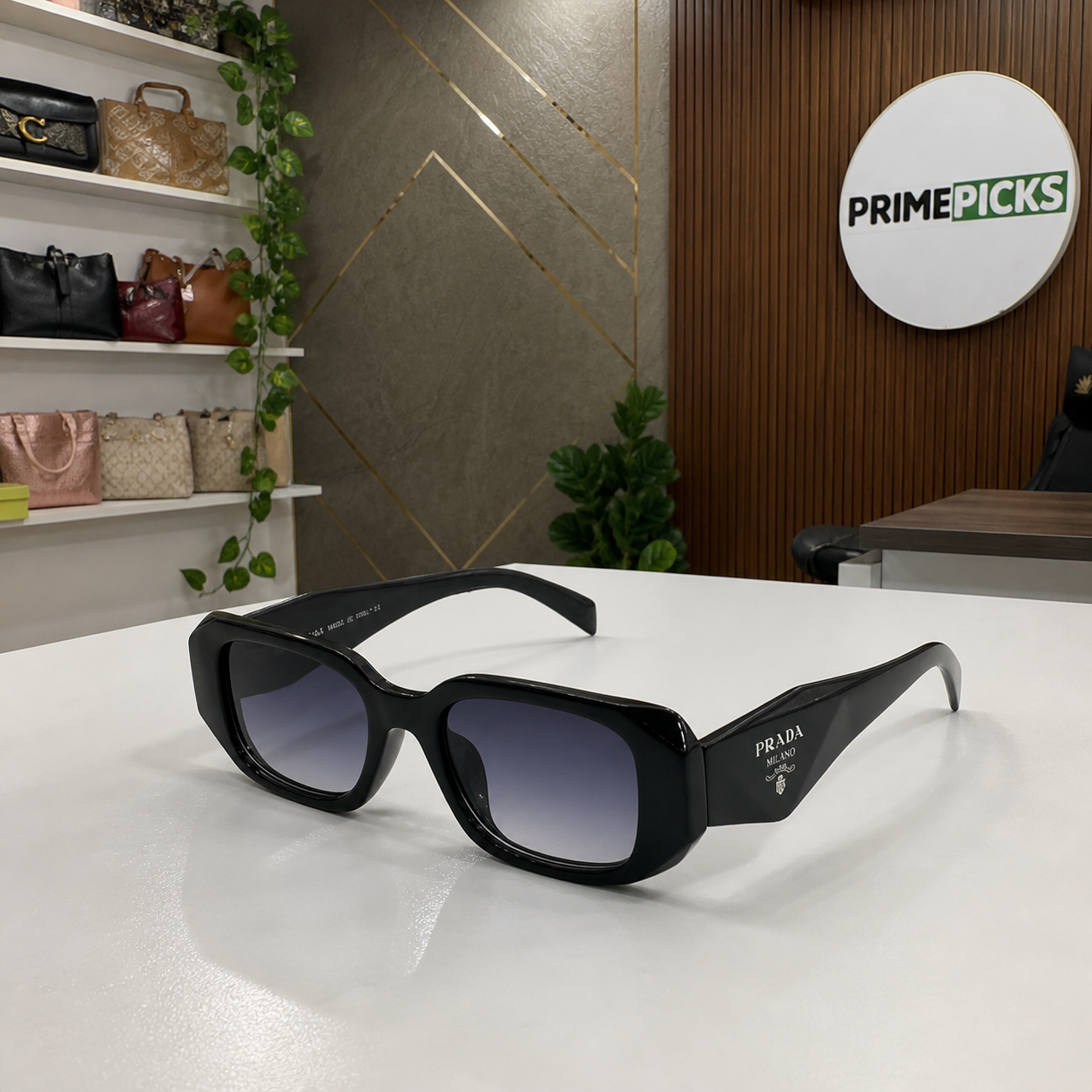 Prada Gloss Black and Smoke Gradient sunglasses - office lifestyle