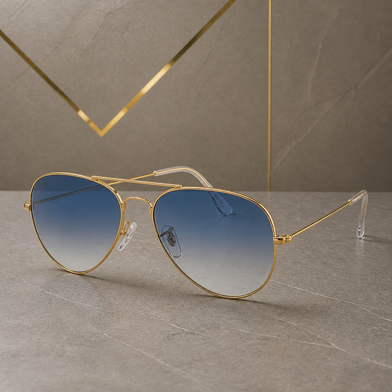 Ray-Ban unisex metal aviator sunglasses Gold / Dark Blue - front hero view