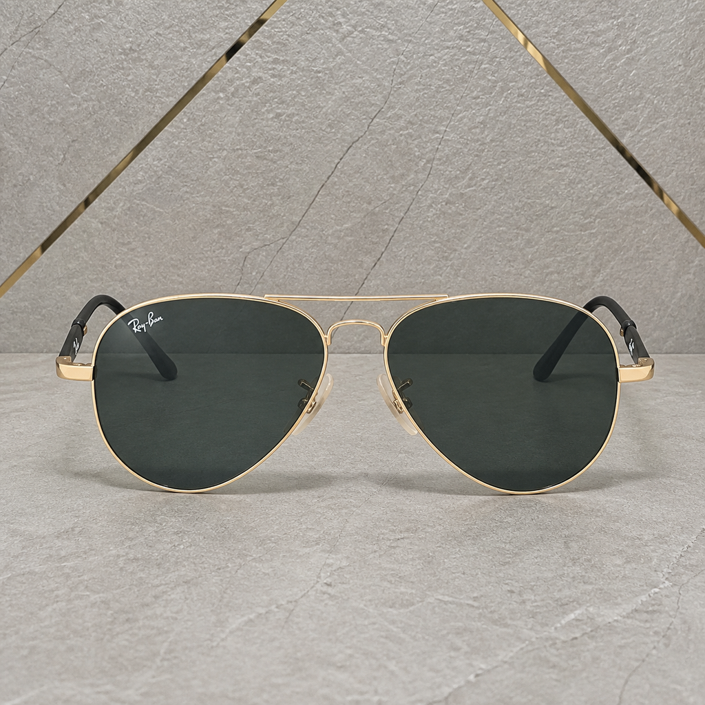 Ray-Ban 3517 Gold / Dark Green aviator sunglasses - front hero view