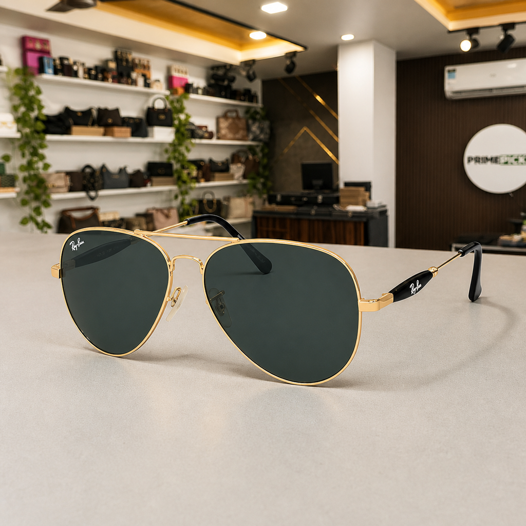 Ray-Ban 3517 Gold / Dark Green aviator sunglasses - additional product view