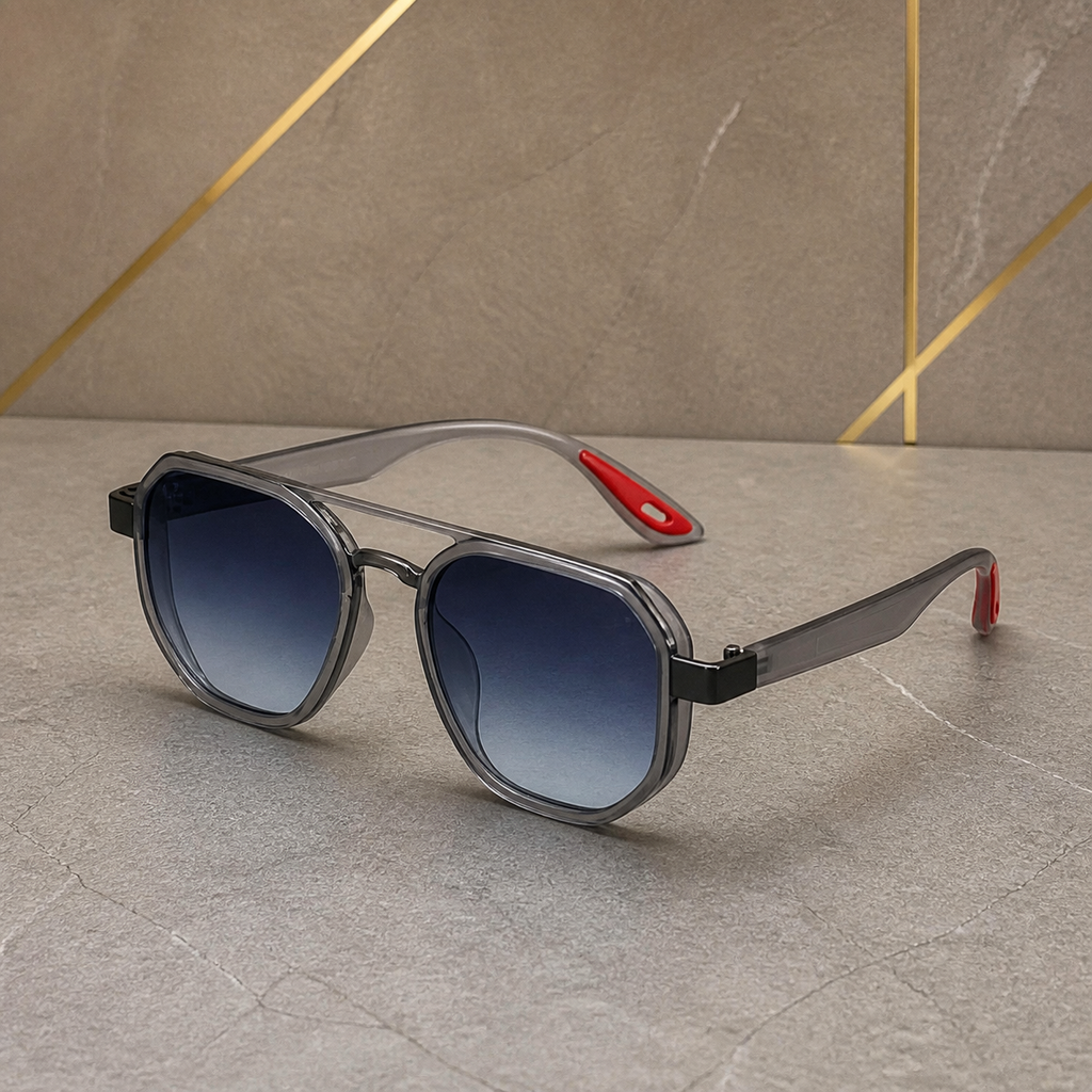 Ray-Ban unisex sport square sunglasses in smoke grey with blue gradient lenses, alternate view