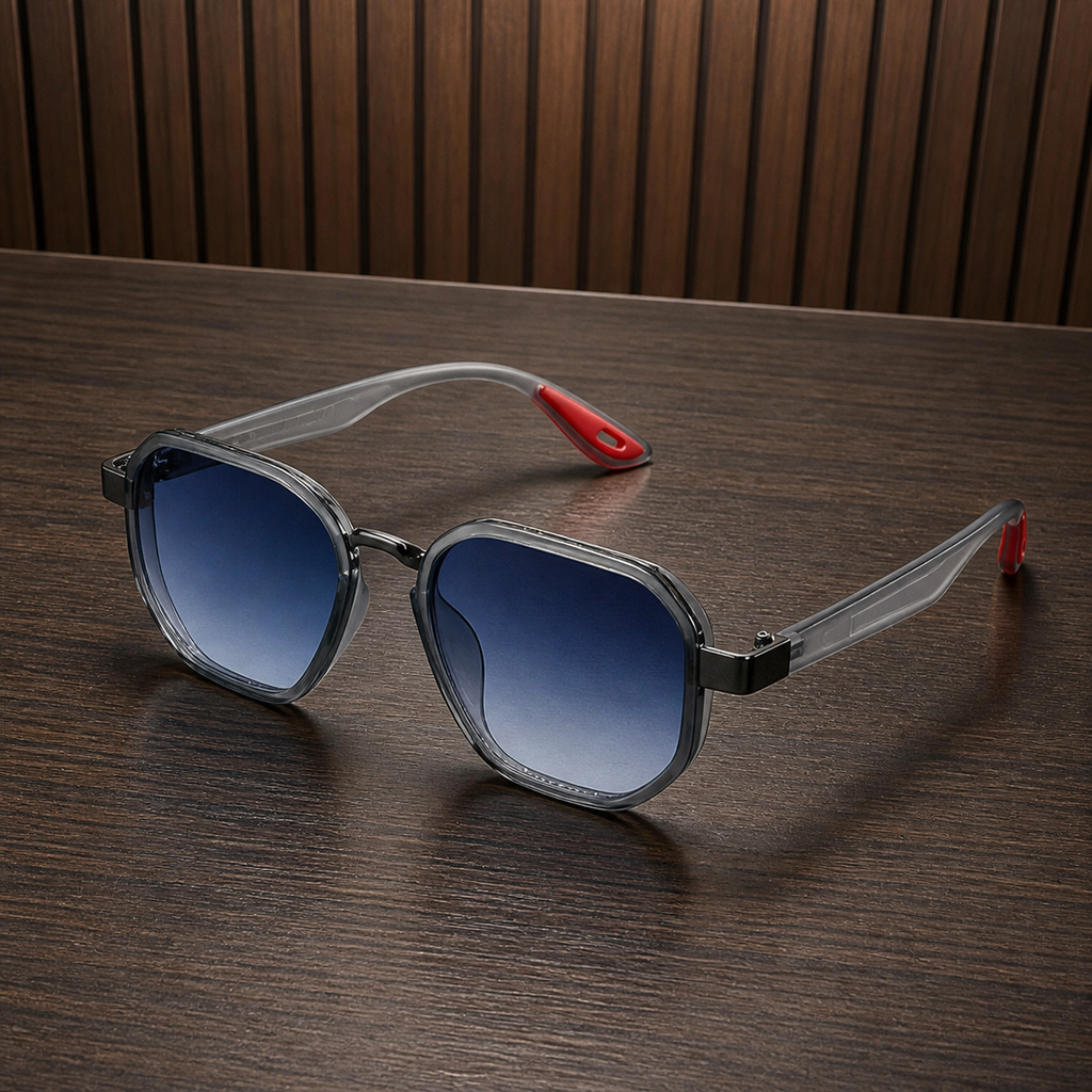 Ray-Ban unisex sport square sunglasses in smoke grey with blue gradient lenses, additional view