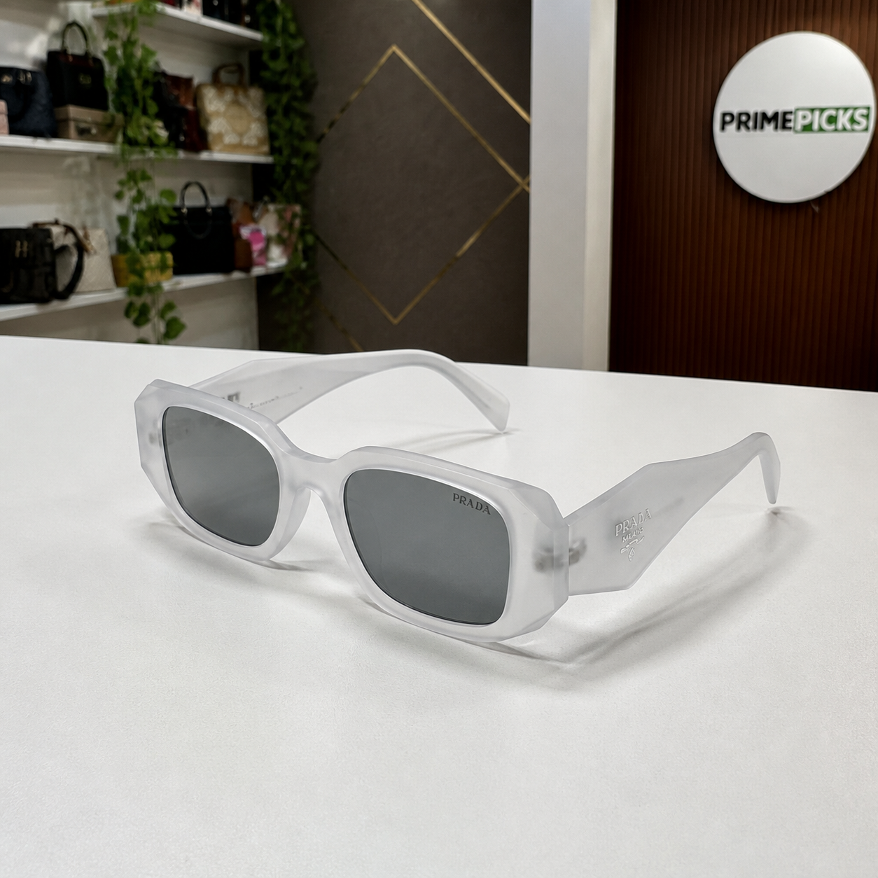 Prada Frosted White and Grey Smoke sunglasses - alternate angle