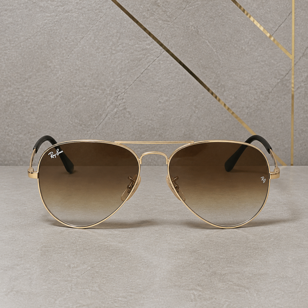 Ray-Ban 3517 Gold / Brown Gradient aviator sunglasses - front hero view