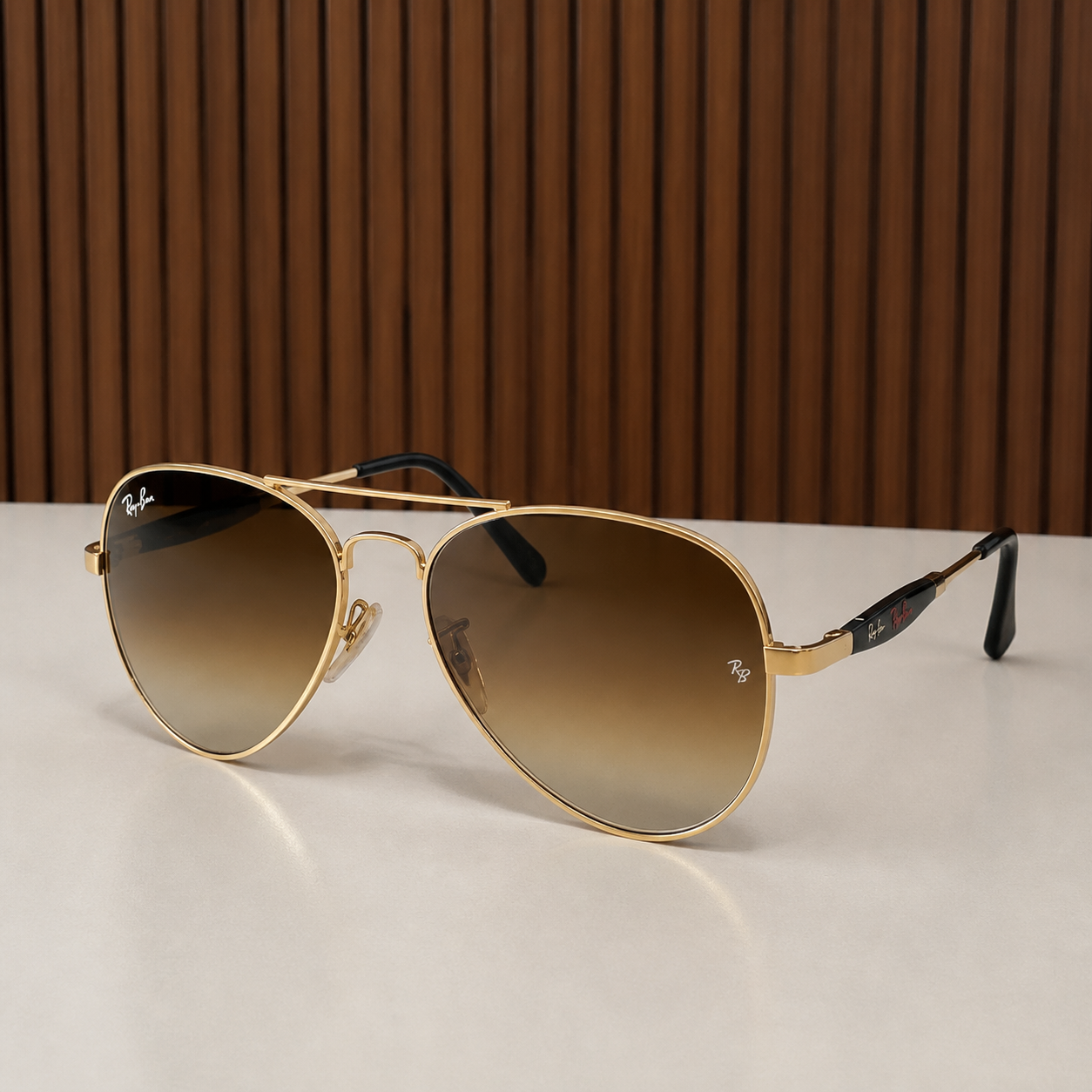 Ray-Ban 3517 Gold / Brown Gradient aviator sunglasses - alternate angle