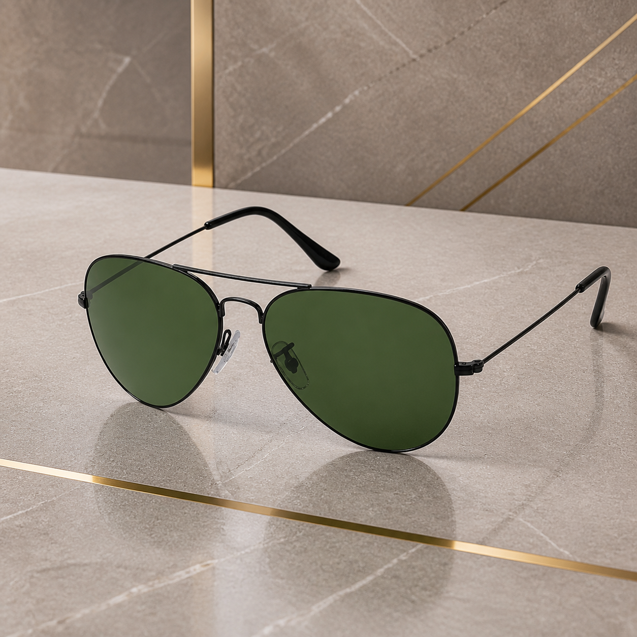 Ray-Ban unisex metal aviator sunglasses Black / Green - front hero view