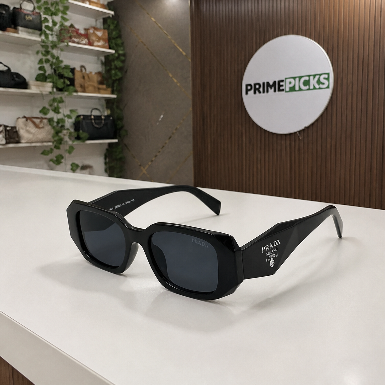Prada Gloss Black and Dark Smoke sunglasses - alternate angle