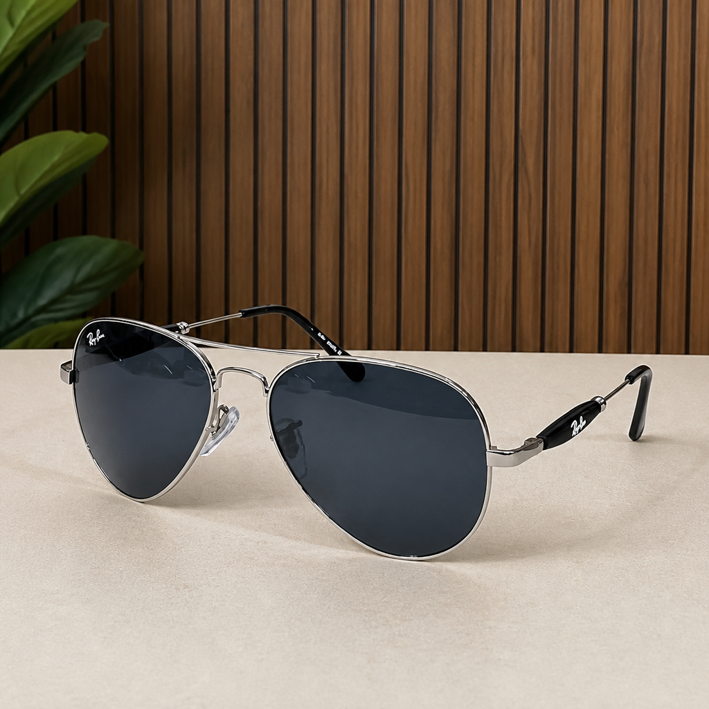 Ray-Ban 3517 Silver / Dark Smoke aviator sunglasses - alternate angle
