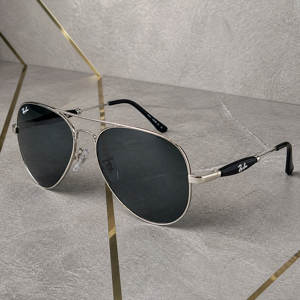 Ray-Ban 3517 Silver / Dark Smoke aviator sunglasses - temple detail