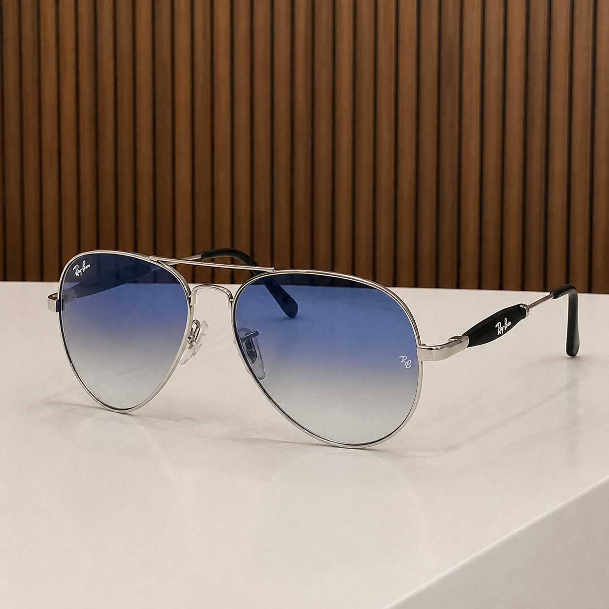 Ray-Ban 3517 Silver / Blue Gradient aviator sunglasses - alternate angle