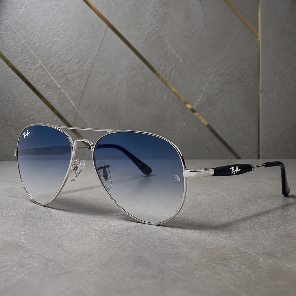Ray-Ban 3517 Silver / Blue Gradient aviator sunglasses - temple detail