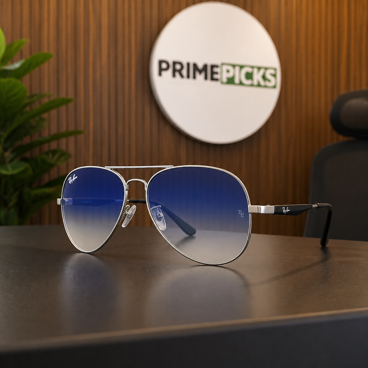 Ray-Ban 3517 Silver / Blue Gradient aviator sunglasses - office lifestyle