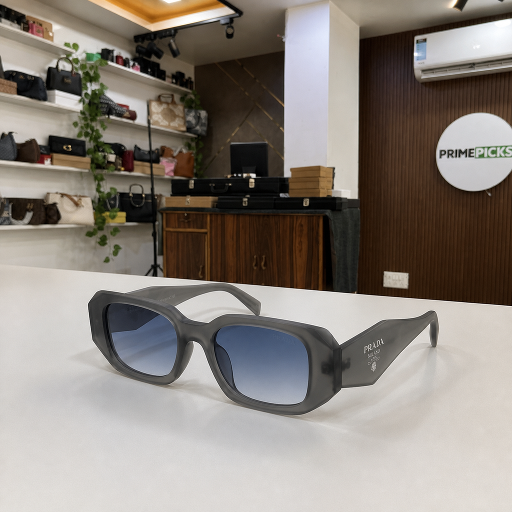 Prada Translucent Grey and Blue Gradient sunglasses - office lifestyle