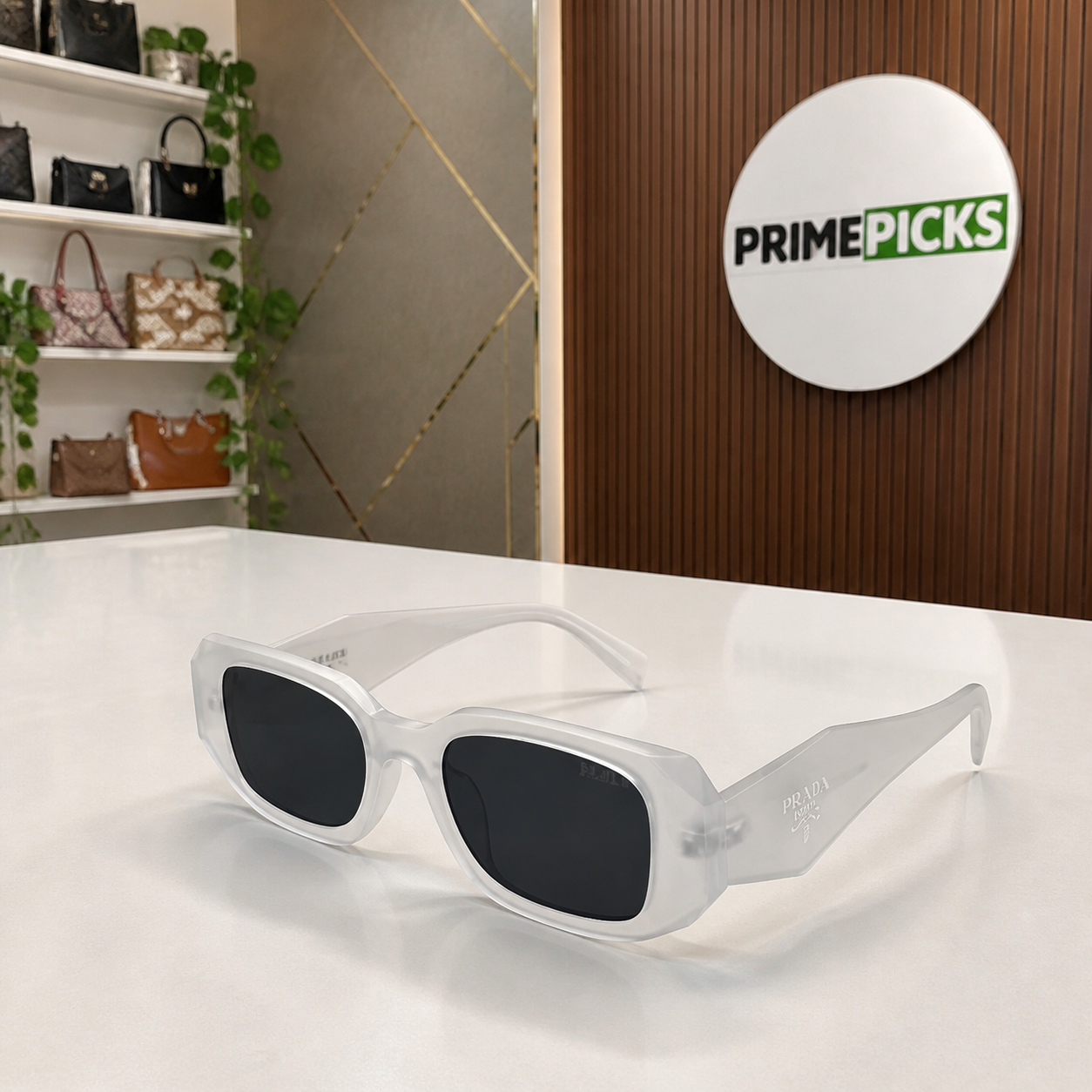 Prada Crystal Clear and Dark Smoke sunglasses - alternate angle