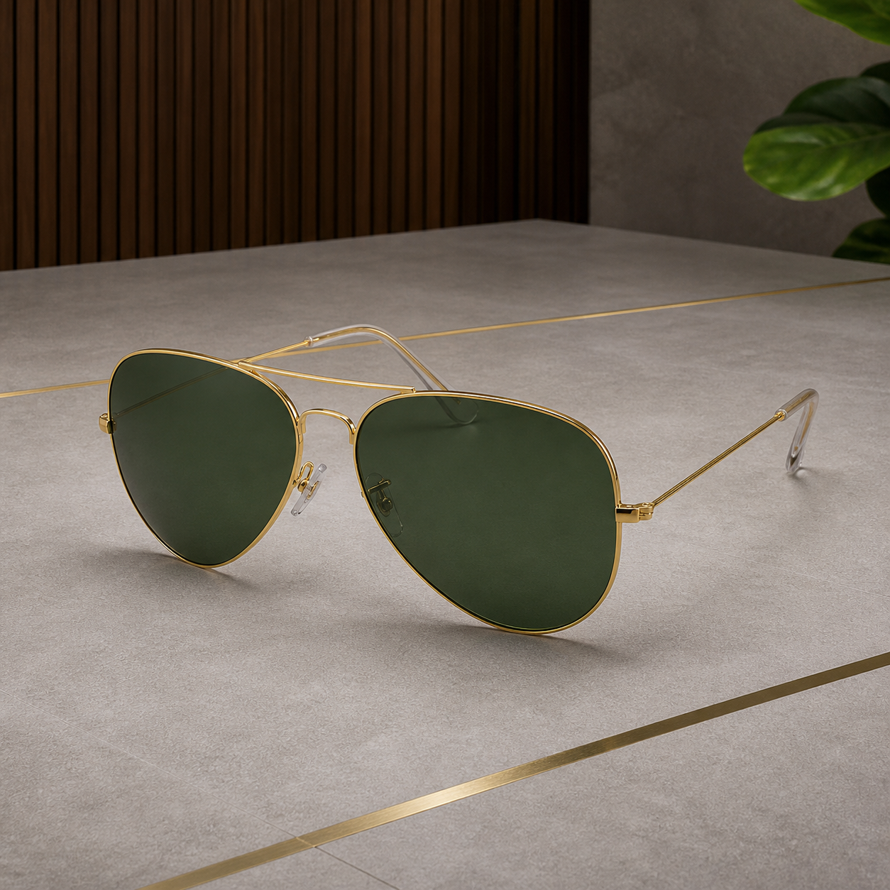Ray-Ban unisex metal aviator sunglasses Gold / Green - front hero view