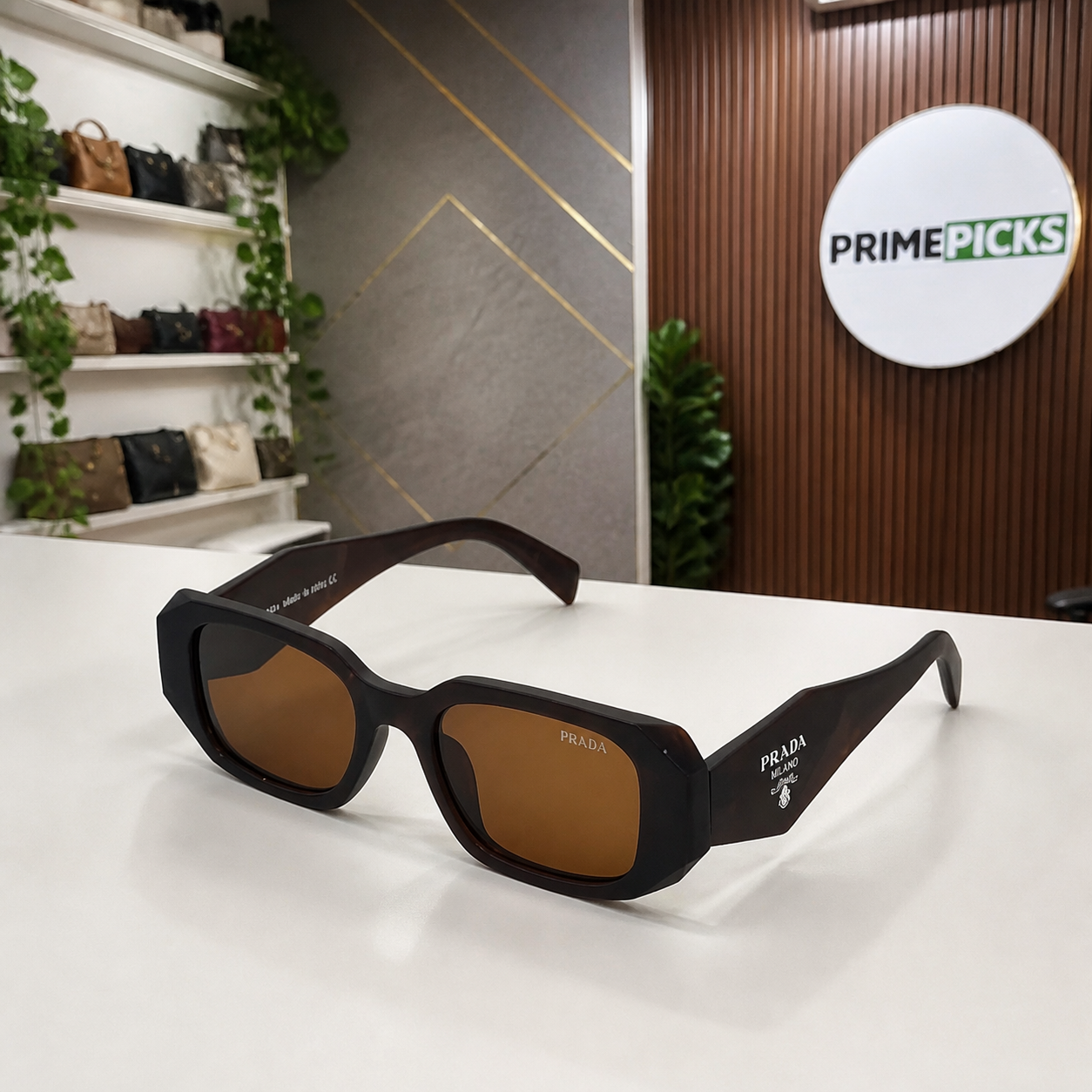 Prada Dark Brown and Brown sunglasses - front hero
