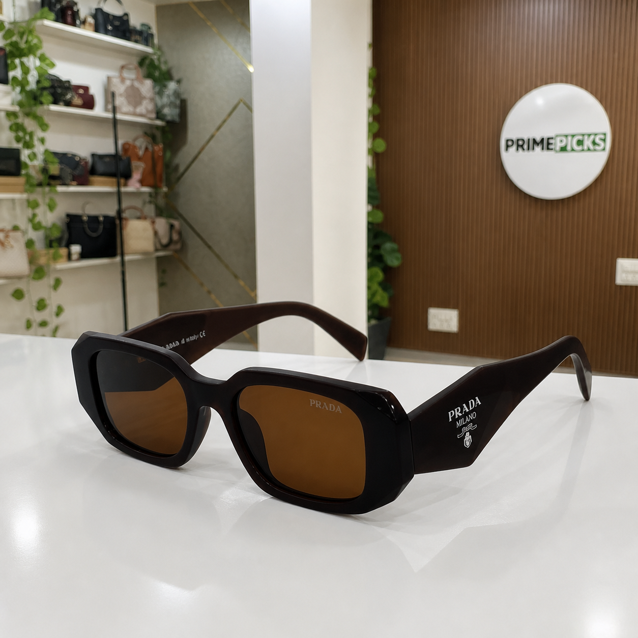 Prada Dark Brown and Brown sunglasses - temple detail