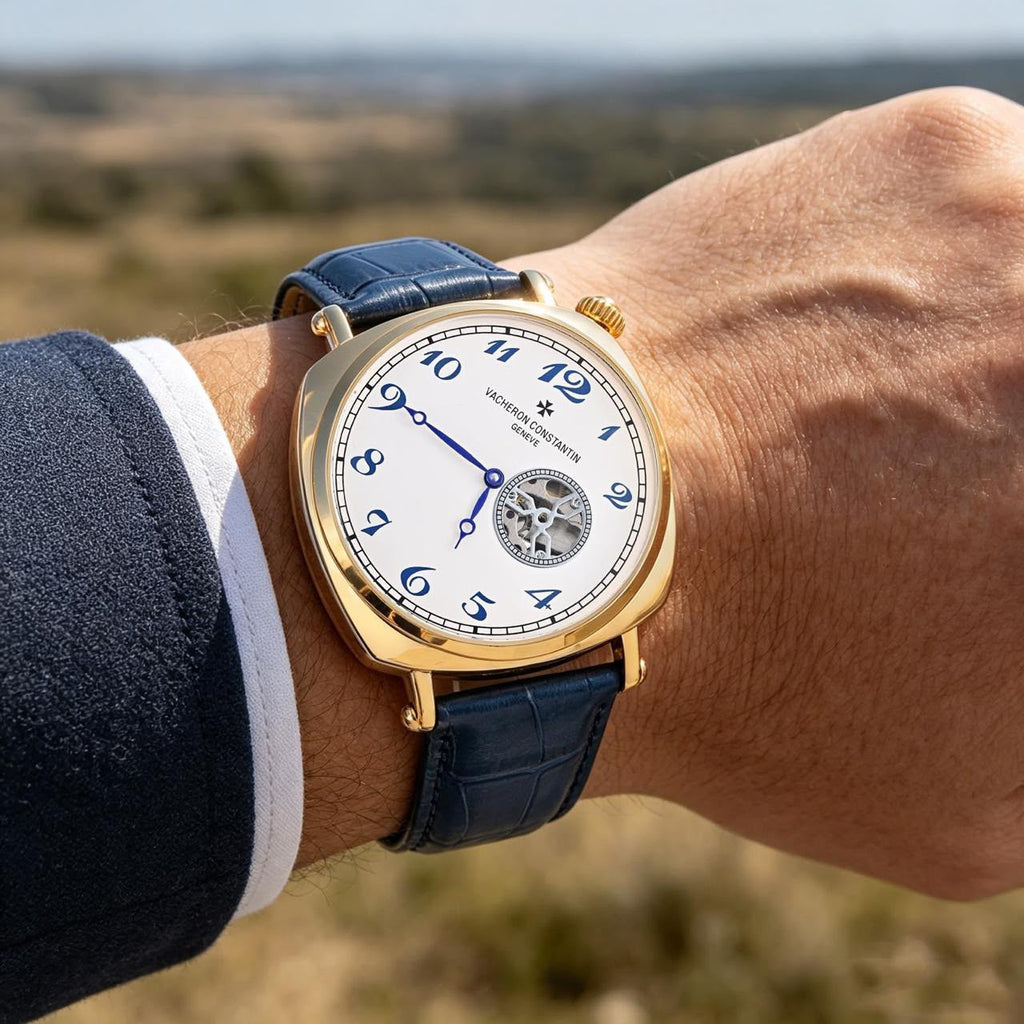 Vacheron Constantin gold white-dial blue-strap watch original product photo