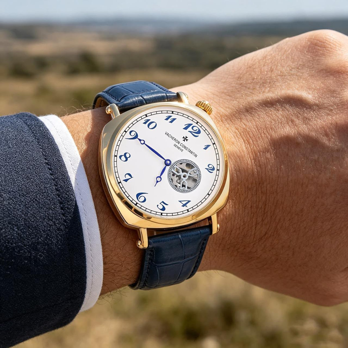 Vacheron Constantin gold white-dial blue-strap watch original product photo
