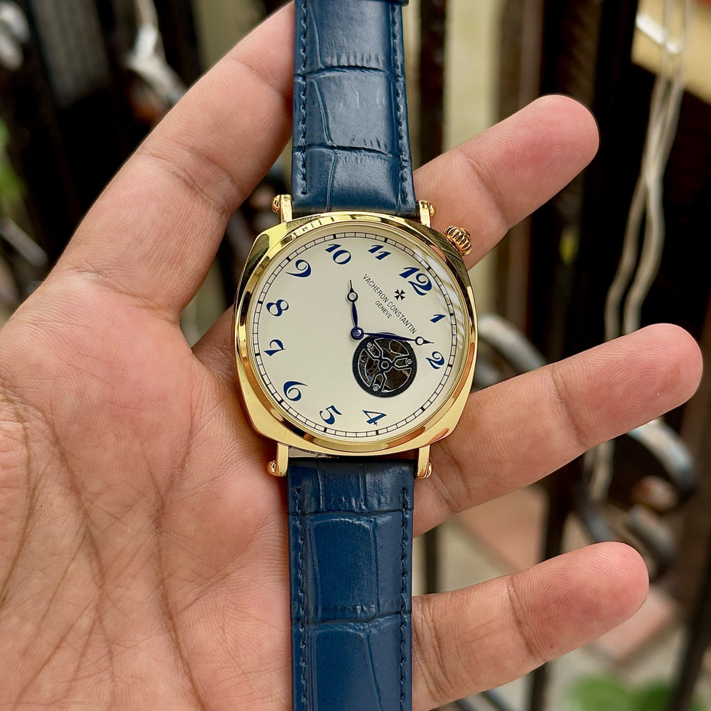 Vacheron Constantin gold white-dial blue-strap watch original product photo alternate view