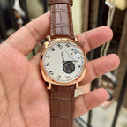 Vacheron Constantin rose-gold white-dial brown-strap watch original product photo close view