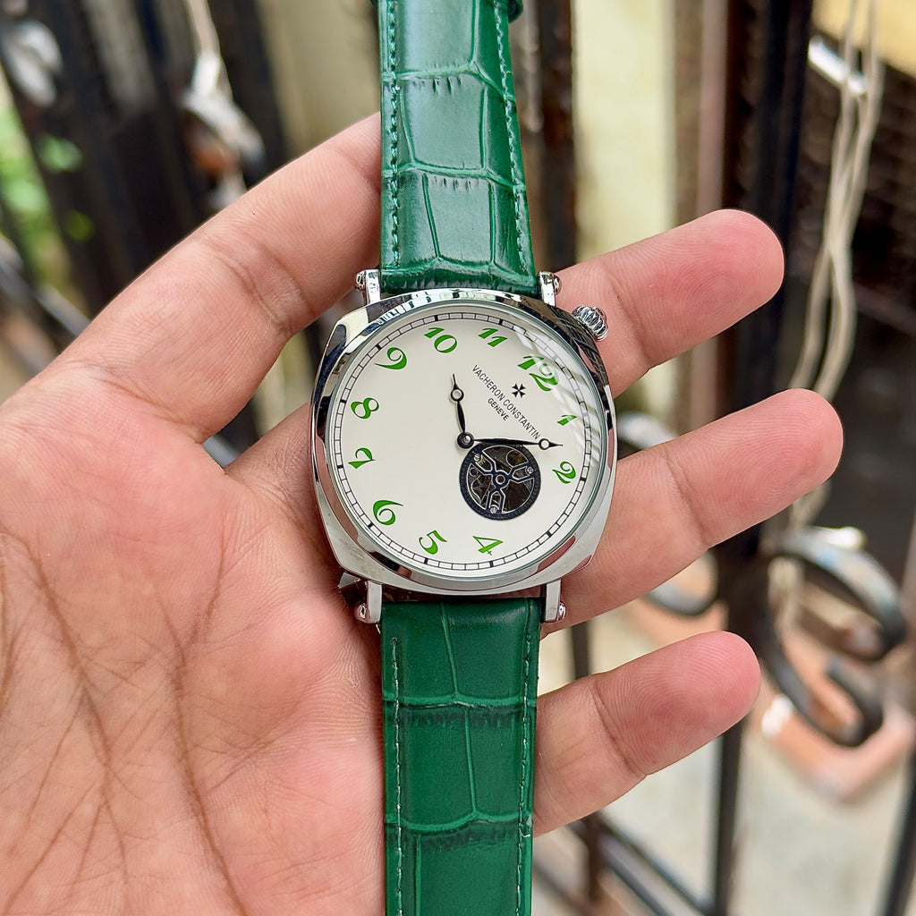 Vacheron Constantin silver white-dial green-strap watch original product photo alternate view