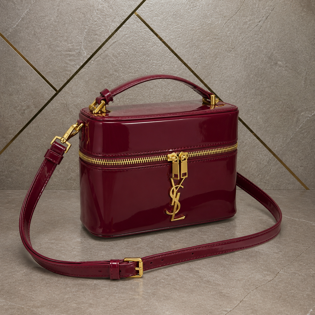 Saint Laurent Gaby deep burgundy vanity bag alternate angle